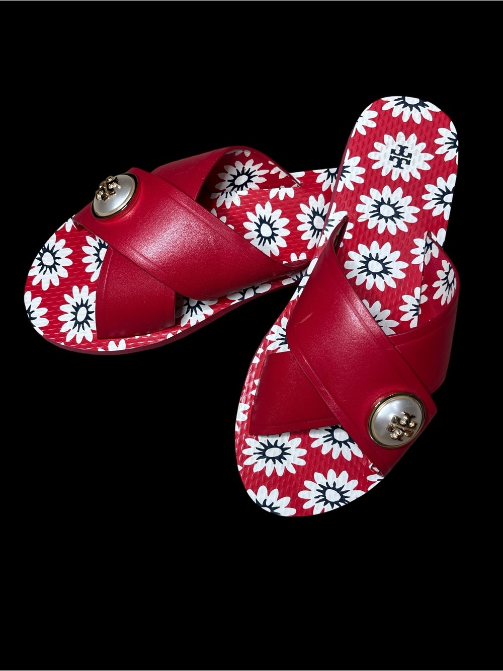 Tory Burch Red melody Criss Cross Pool Slides